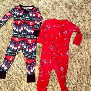 2 footless footie pjs baby girl 6-12/12 month pajamas
